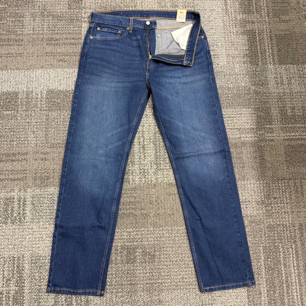 Levi's 505 Regular Fit Jeans Mens 36x34 Blue Solid Straight Leg Classic Denim